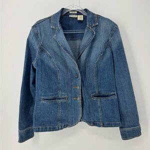 St. John’s Bay Women's Blue Denim Stretch Jacket, Size L
